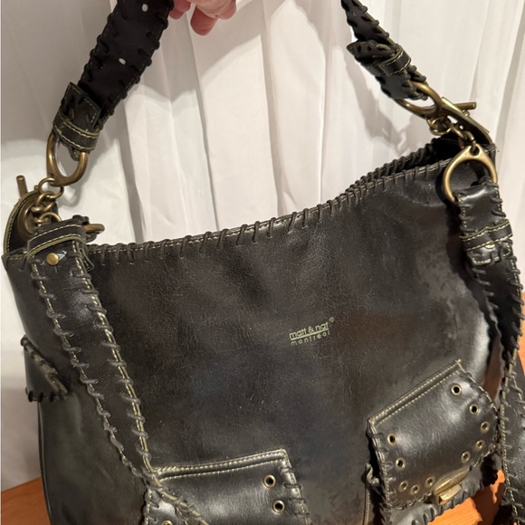 Matt & Nat Black messenger Bag with Brass Accents - Picture 5 of 8